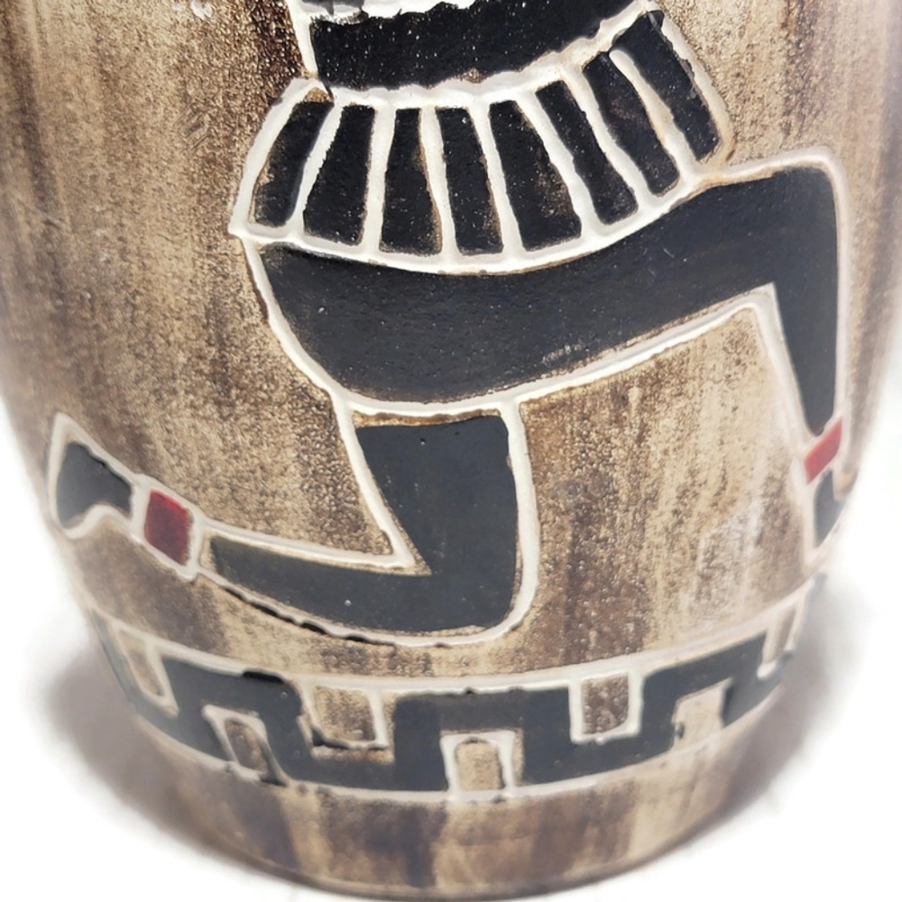 Vintage Motif Vase Egyptian Pharaoh Art Pottery Clay Earthenware 9" Hand Crafted - Picture 6 of 14
